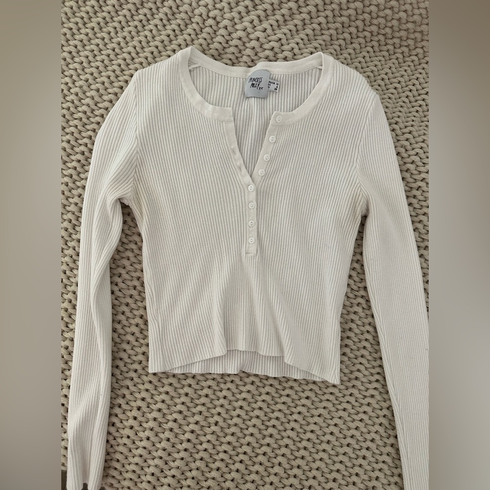 Princesspolly cropped white button up